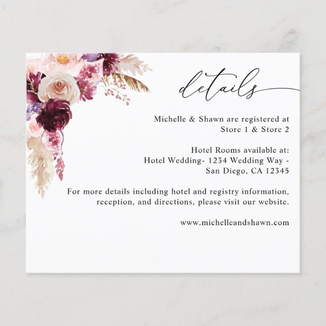 Budget Boho Pink Frame Pampas Grass Details Flyer (Front)