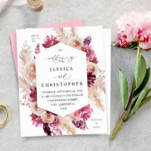 Budget Boho Pink Pampas Grass Floral Wedding
