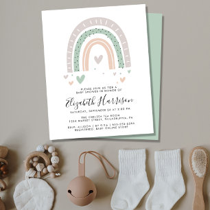Budget Boho Rainbow Baby Shower Invitation