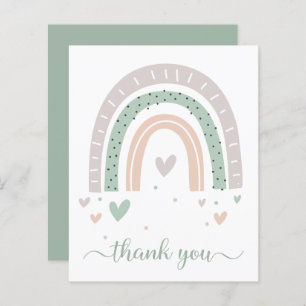 Budget Boho Rainbow Sage Green Thank You Card