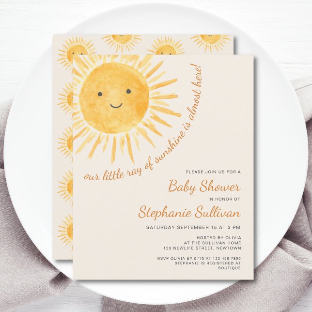 Budget Boho Ray Of Sunshine Baby Shower Invitation (Creator Uploaded)