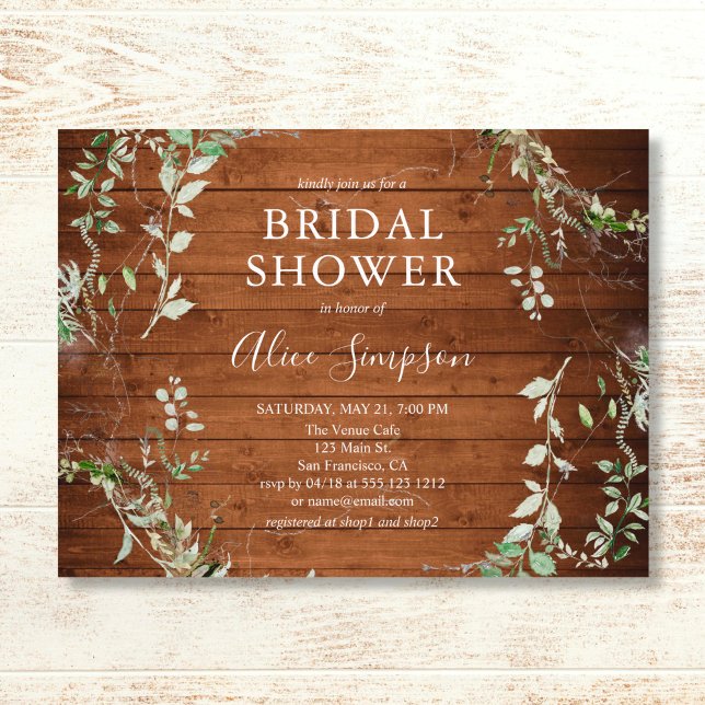 Budget Boho Rustic Greenery Bridal Shower Invitation Postcard (Creator Uploaded)