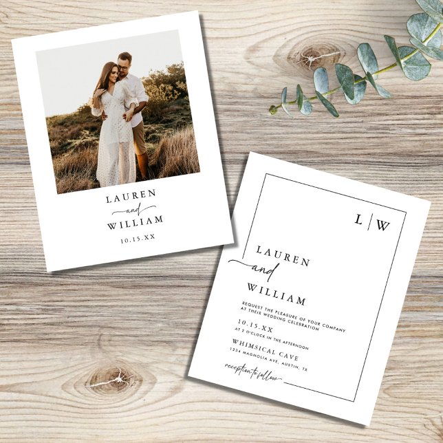 Budget Boho Script Photo Wedding Invitation (Creator Uploaded)