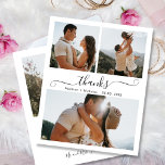 Budget Boho Script Wedding Collage Thank You Flyer<br><div class="desc">Budget, Elegant, Boho Modern Wedding (3) Photo Collage „Thanks” Script personalised affordable low budget wedding thank you flyer. Stylish wedding thank you template featuring 3 photo on the front and one photo on the back. ***PLEASE NOTE! *** BUDGET PAPER/FLYER IS PAPER THIN. NO ENVELOPES INCLUDED.*** UPGRADE THE PAPER FOR A...</div>