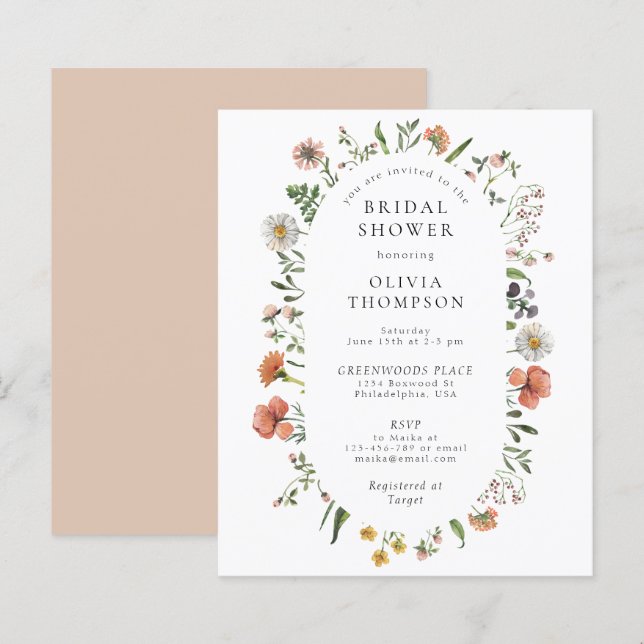 Budget Boho Spring Wildflower Arch Bridal Shower (Front/Back)