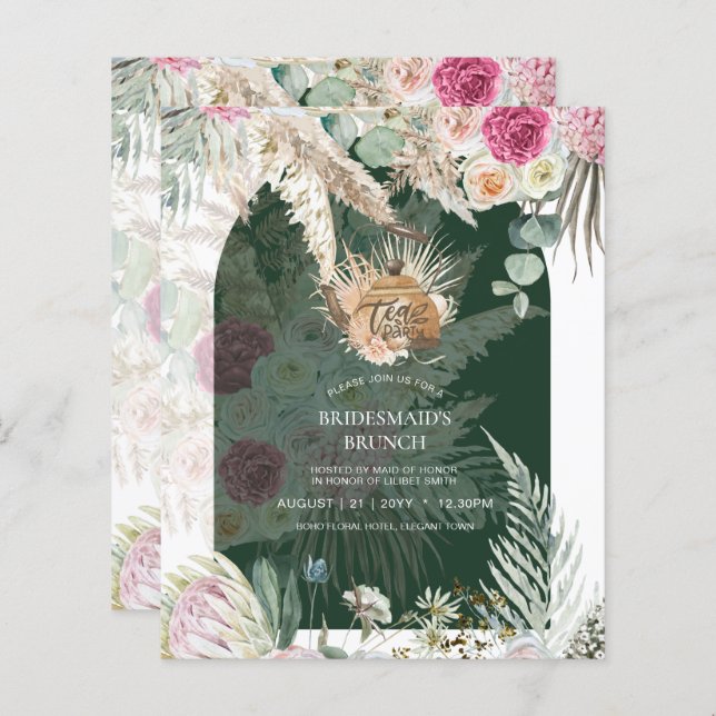 BUDGET Boho TEA PARTY Pampas Grass Bridal Shower (Front/Back)