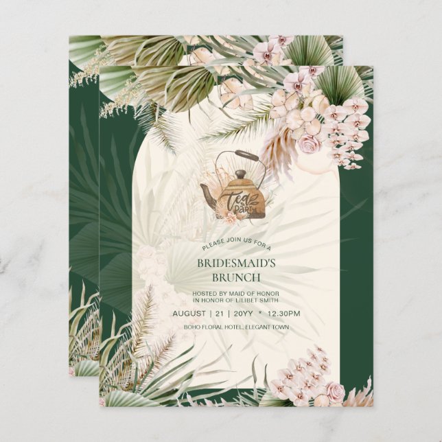 BUDGET Boho TEA PARTY Pampas Grass Bridal Shower (Front/Back)
