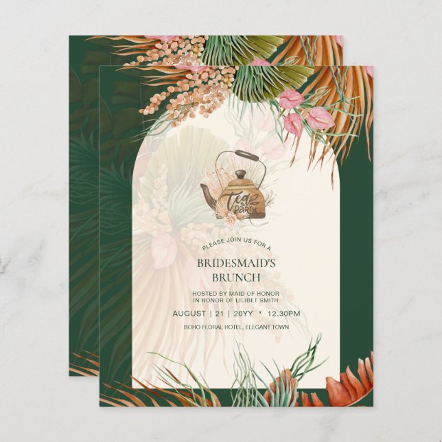 BUDGET Boho TEA PARTY Pampas Grass Bridal Shower (Front/Back)