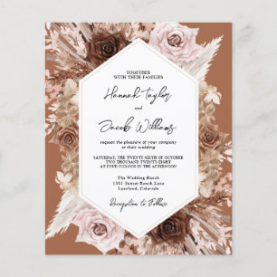 Budget Boho Terracotta Floral Wedding Invitation