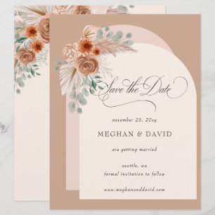 Budget Boho Terracotta Pampas Save the Date