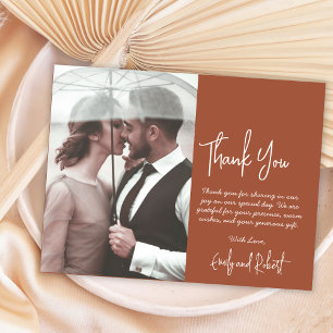 Budget Boho Terracotta Photo Wedding Thank You Flyer