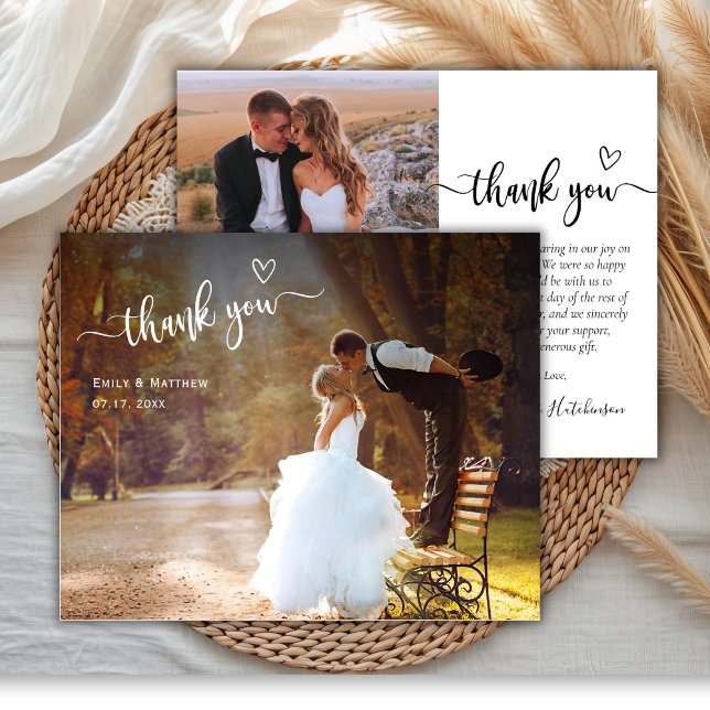 Budget Boho Typography 2 Photo Wedding Thank You (Creator Uploaded)