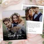 Budget Boho Typography 2 Photo Wedding Thank You<br><div class="desc">Budget Modern Boho Heart Typography 2 (two) Photo Wedding Thank You Paper. Stylish Modern wedding thank you template featuring a full vertical photo on the front with overlay text "Thank You" in a hand lettering calligraphy swash tail font script with love heart motif in white on the picture. ***PLEASE NOTE!...</div>