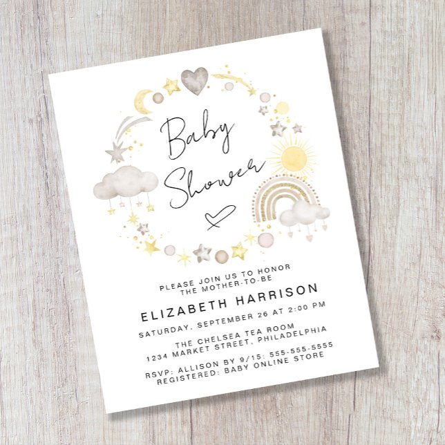 Budget Boho Watercolor Baby Shower Invitation (Creator Uploaded)