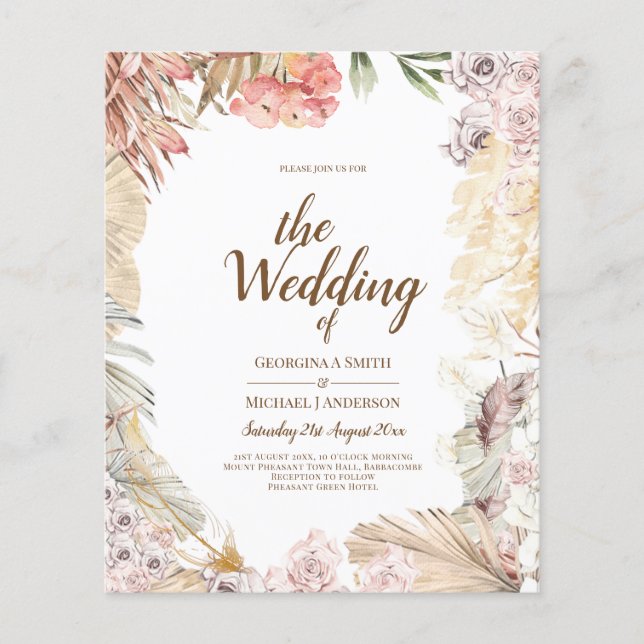 BUDGET BOHO Wedding Invite Digital Download (Front)
