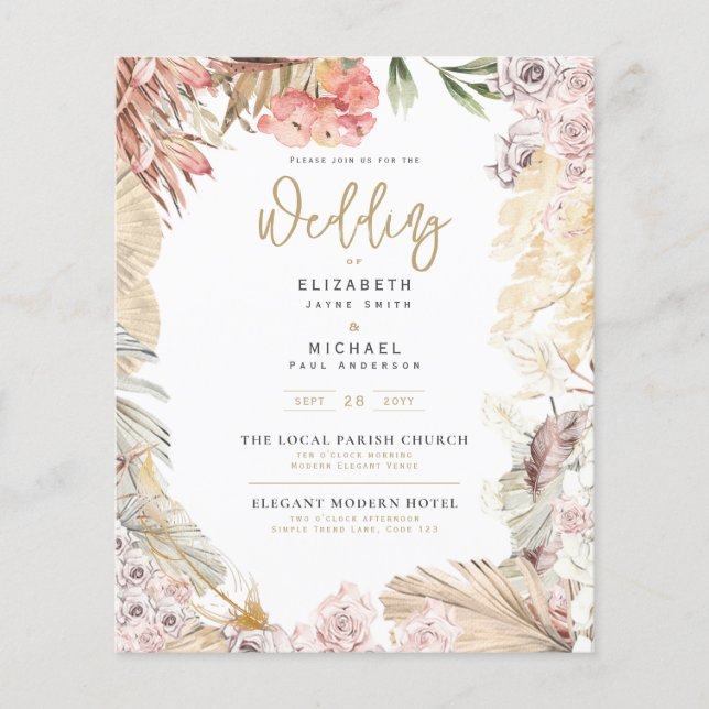 BUDGET BOHO Wedding Invite Digital Download (Front)