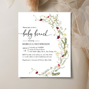 Budget Boho Wildflower Baby Brunch Invitation