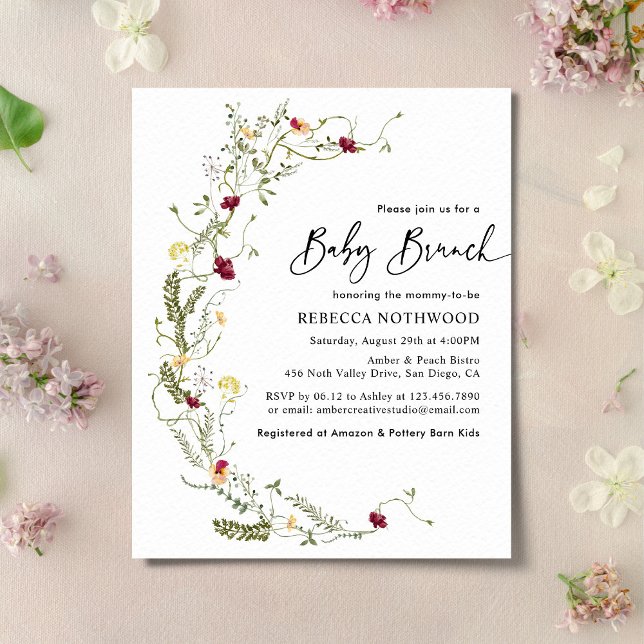 Budget Boho Wildflower Baby Brunch Invitation (Creator Uploaded)