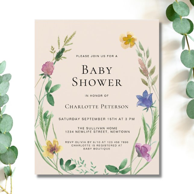 Budget Boho Wildflower Baby Shower Invitation (Creator Uploaded)