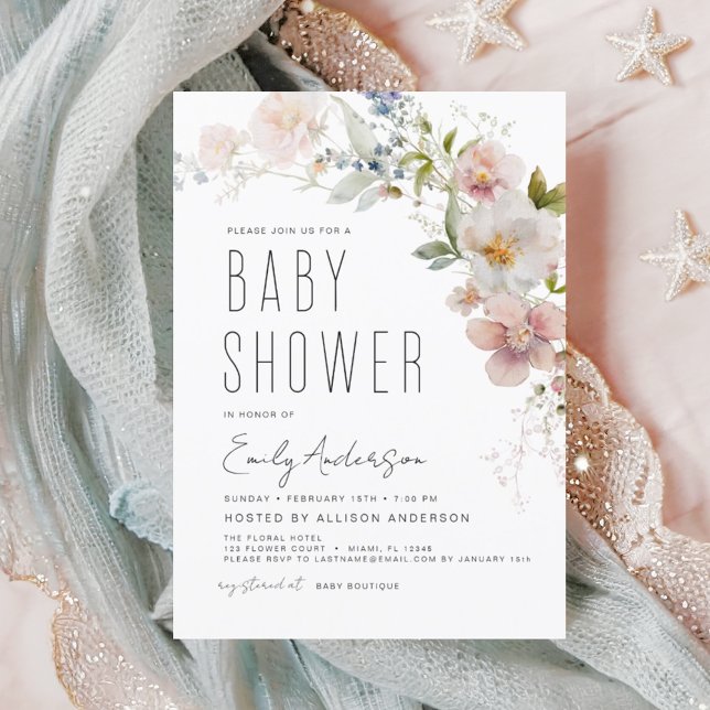 Budget Boho Wildflower Baby Shower Invitation Flyer (Creator Uploaded)