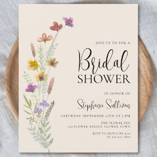 Budget Boho Wildflower Bridal Shower Invitation
