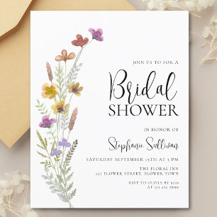 Budget Boho Wildflower Bridal Shower Invitation