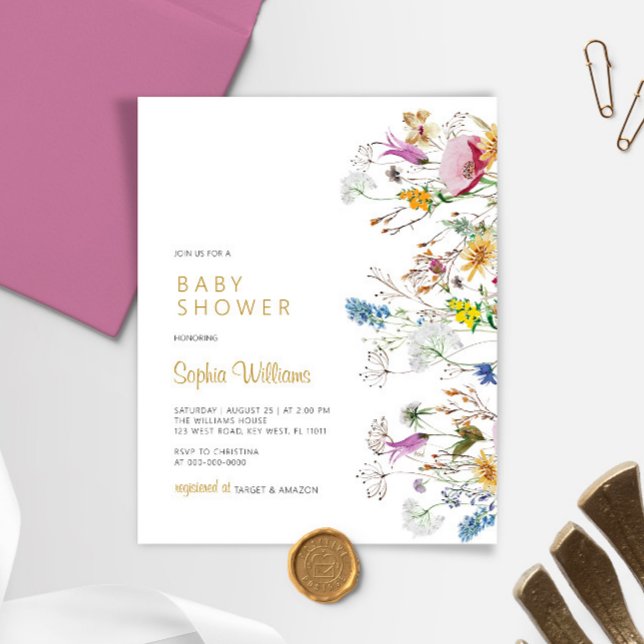Budget Boho Wildflowers Baby Shower Invitation (Creator Uploaded)