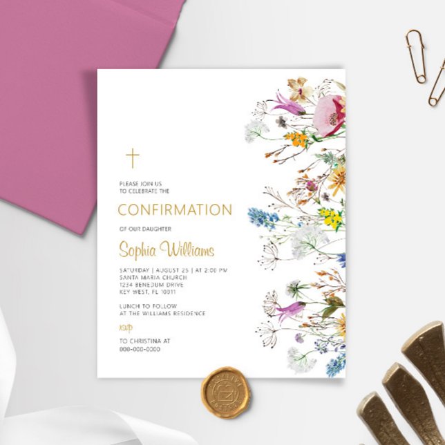 Budget Boho Wildflowers Confirmation Invitation (Creator Uploaded)