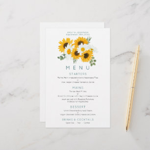 Budget Boho Wildflowers Sunflowers Wedding Menu