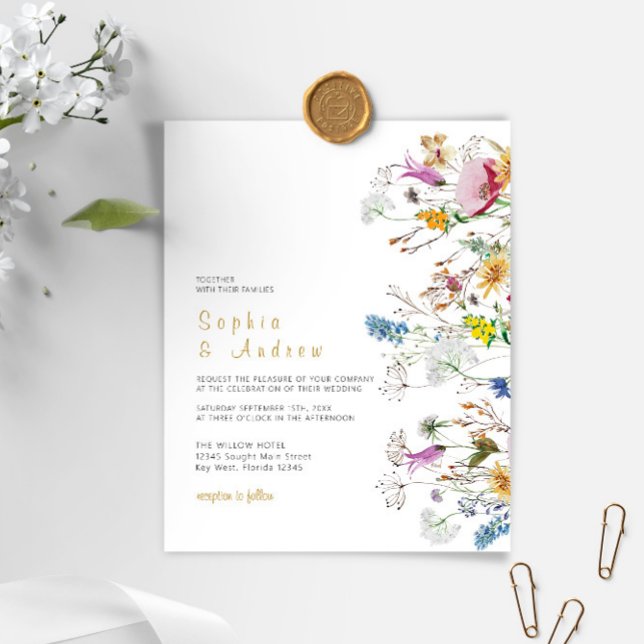Budget Boho Wildflowers Wedding Invitation (Creator Uploaded)