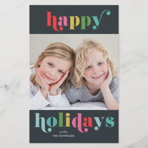 Budget Bold and Bright Photo Happy Holiday Card