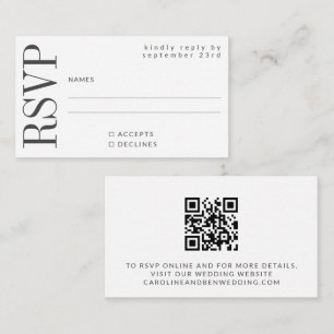 Budget Bold Black White RSVP QR Code Website Card