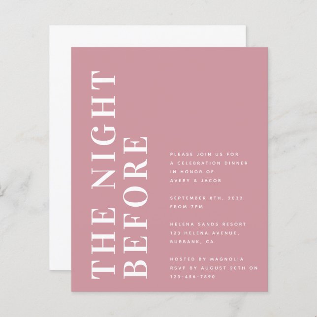 Budget Bold Modern Rehearsal Dinner Invitation (Front/Back)