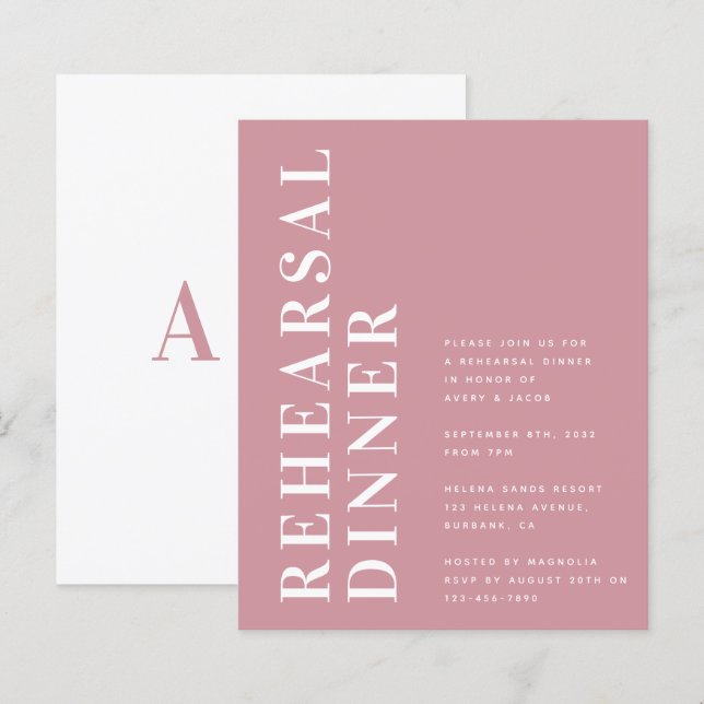 Budget Bold Modern Rehearsal Dinner Invitation (Front/Back)