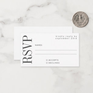 Budget Bold Modern Simple Black White RSVP Card