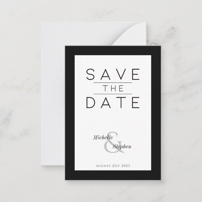budget bold monochrome Flat Save The Date Card (Front)