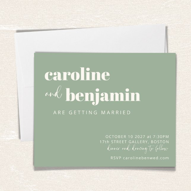 Budget Bold Sage Green Chic Modern Wedding Invite (Creator Uploaded)