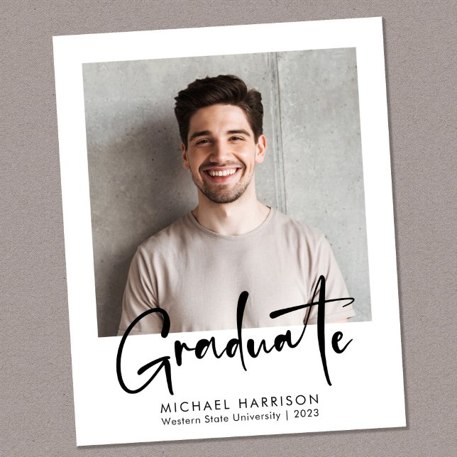 Budget Bold Script Photo Graduation Announcement (Creator Uploaded)