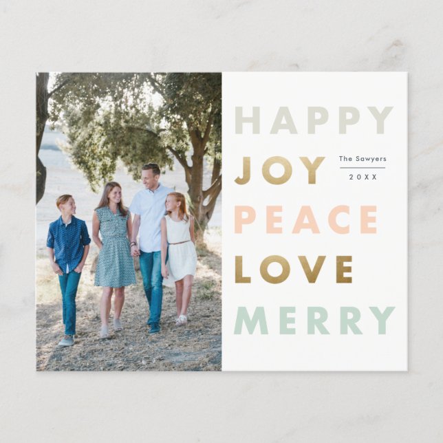 Budget Bold Type Photo Christmas Holiday Card (Front)