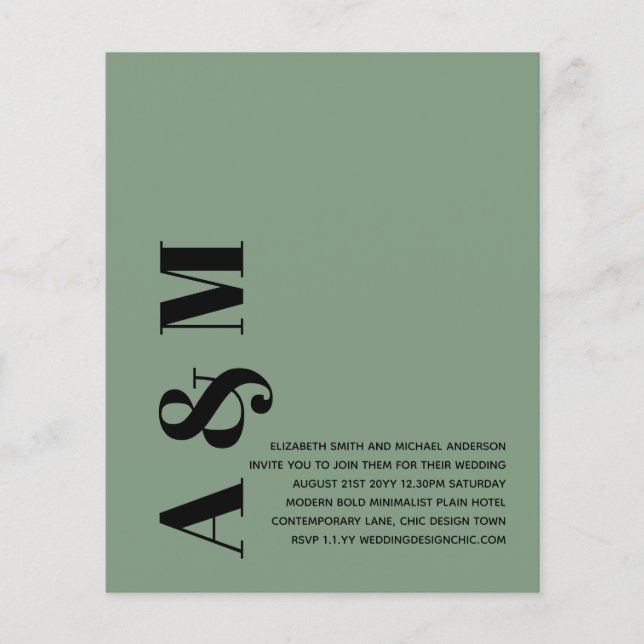 BUDGET BOLD Typography Wedding Invite Minimalist Flyer (Front)