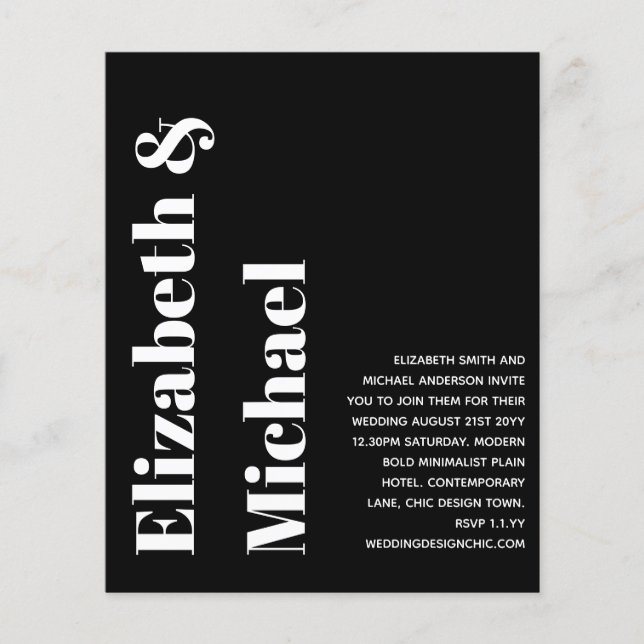 BUDGET BOLD Typography Wedding Invite Minimalist Flyer (Front)
