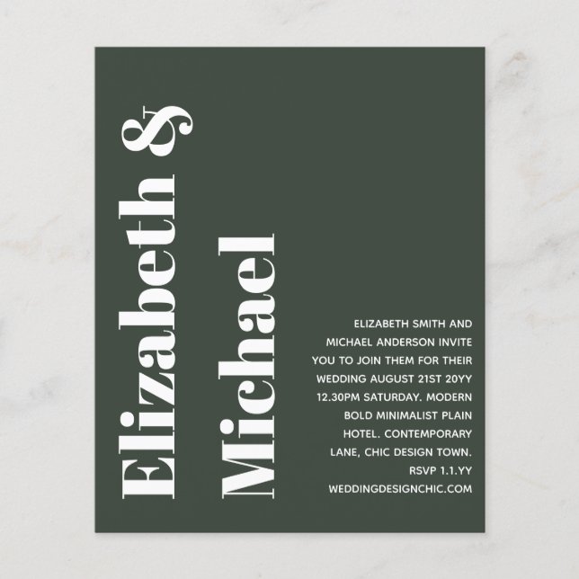 BUDGET BOLD Typography Wedding Invite Minimalist Flyer (Front)