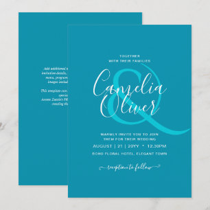 BUDGET Bondi Blue Monochrome Wedding  Invitation