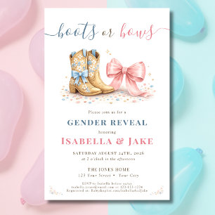 Budget Boots or Bows Gender Reveal Invitation Flyer