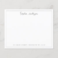 Budget Border Girly Script Name Address Note Card