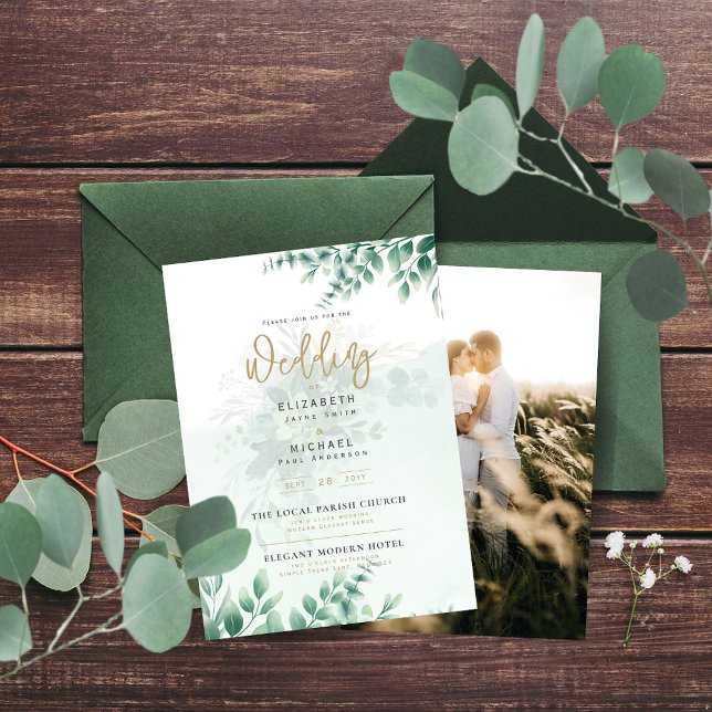 Budget Botanica Greenery Eucalyptus Wedding INVITE (Creator Uploaded)