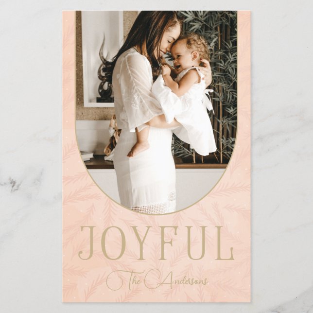 Budget Botanical Arch Joyful Photo Holiday Card (Front)