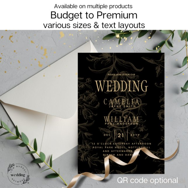 BUDGET BOTANICAL BLACK GOLD Wedding Invite (Creator Uploaded)