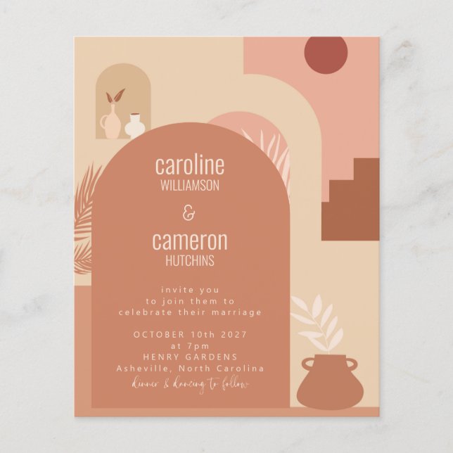Budget Botanical Boho Modern Terracotta Wedding (Front)