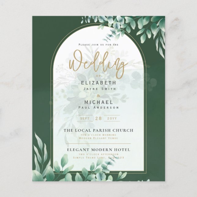 Budget Botanical Eucalyptus Wedding INVITE (Front)